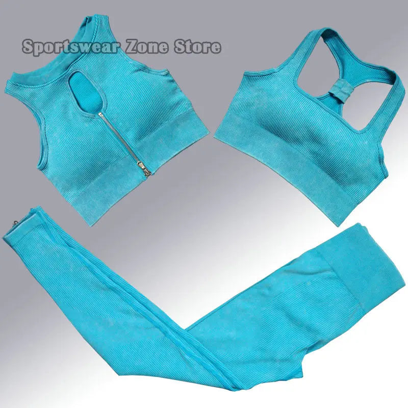 Yoga Suit High Waist Leggings Running Training Tights Sports Outfits Long Sleeve Crop Top Bra Seamless Fitenss Set Fitness Wear