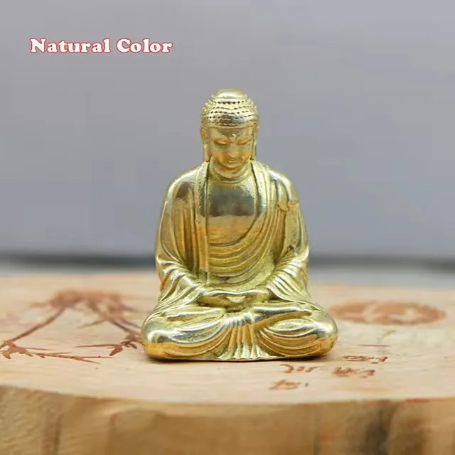 Mini Brass Buddha Statue Pocket Zen Buddha Copper India Thailand Figure Sculpture Home Office Desk Car Decorative Ornament