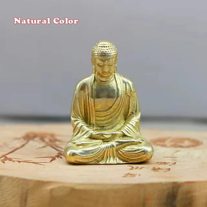 Mini Brass Buddha Statue Pocket Zen Buddha Copper India Thailand Figure Sculpture Home Office Desk Car Decorative Ornament
