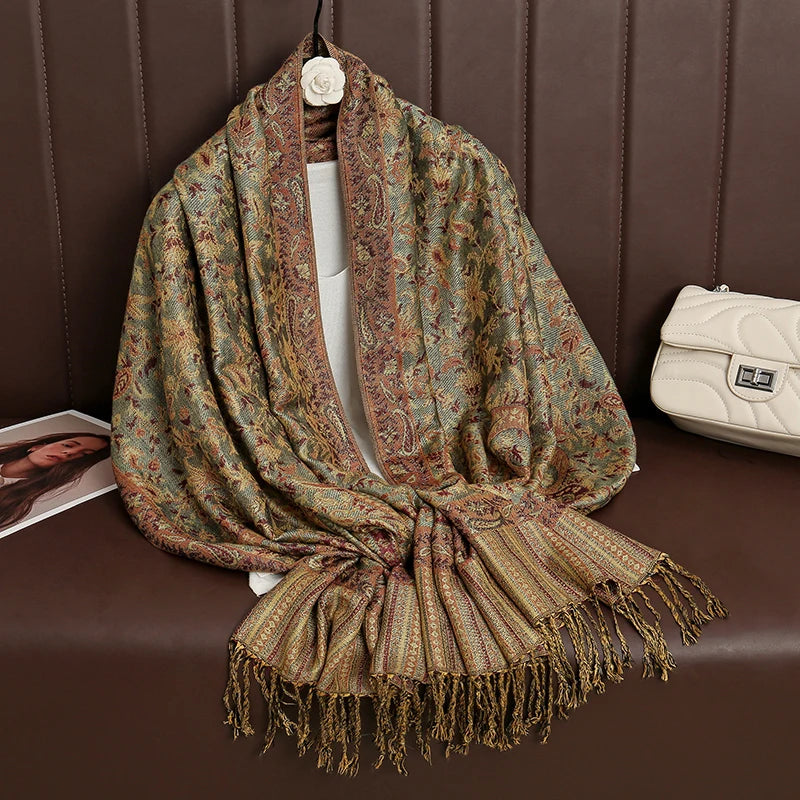 2024 Luxury Brand Cashmere Women Scarf Printed Winter Warm Shawl and Wraps Pashmina Bandana Long Jacquard Paisley Female Foulard