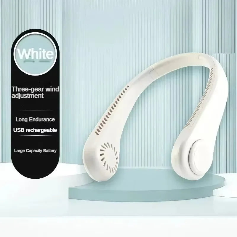 New Arrival Bladeless Hanging Neck Fan 3 Adjustable Speed USB Recharge Mini Portable Air Cooler Long Battery Life Outdoor Gym Su