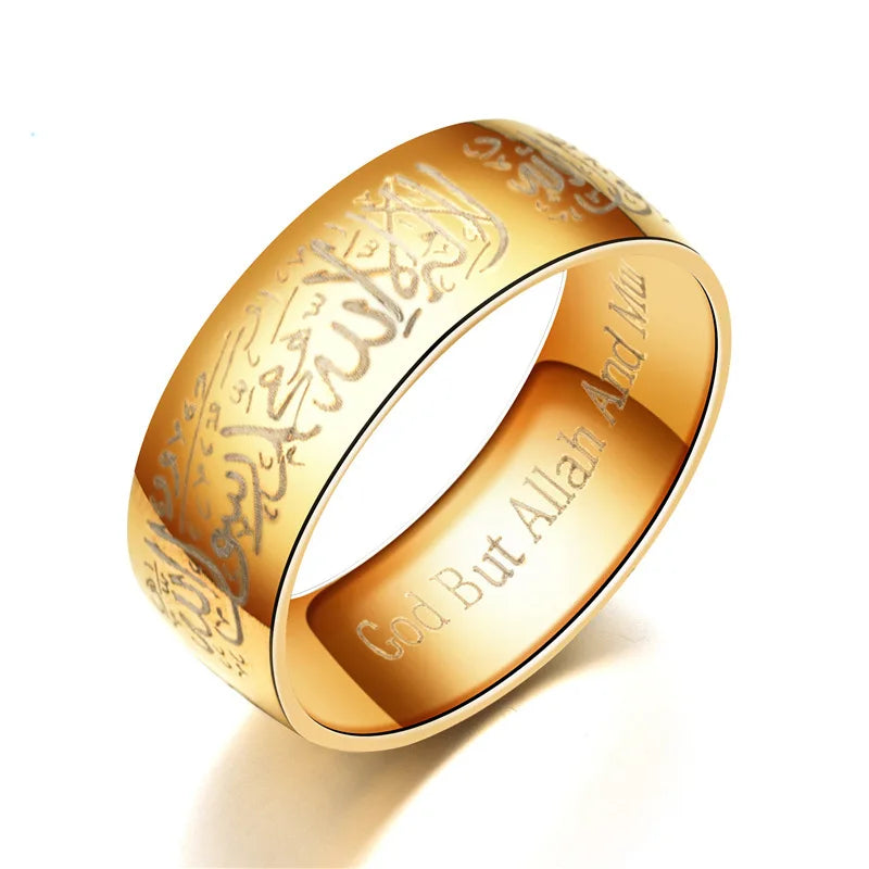 Trendy Titanium Steel Quran Messager Rings Muslim Religious Islamic Words Men Women Vintage Bague Fashion Ring