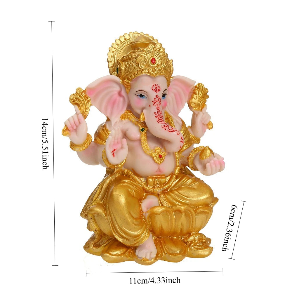 Resin Ganesha Statue Hindu Elephant God of Wisdom & Success Handcrafted Home Altar Decor for Diwali Puja Office Gift Idea
