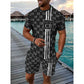 2025 Summer Men's Clothing Letter Print Short Sleeve Top Men's Elastic Waist Shorts 2-piece Set Plus Size T Shirts Shorts Set