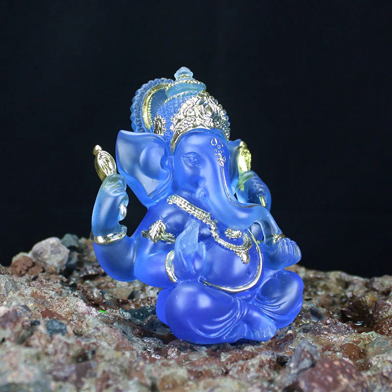 Handmade Resin Lord Ganesha Statue Elephant God Ganpati Figurine for Home Altar Hindu Decor Prosperity Gift