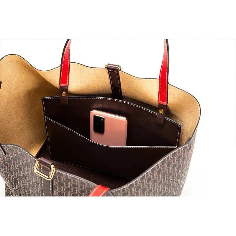 Classic Style Women's Large-capacity Handbag Letters Print Design Small Metal Accessories Exquisite Workmanship