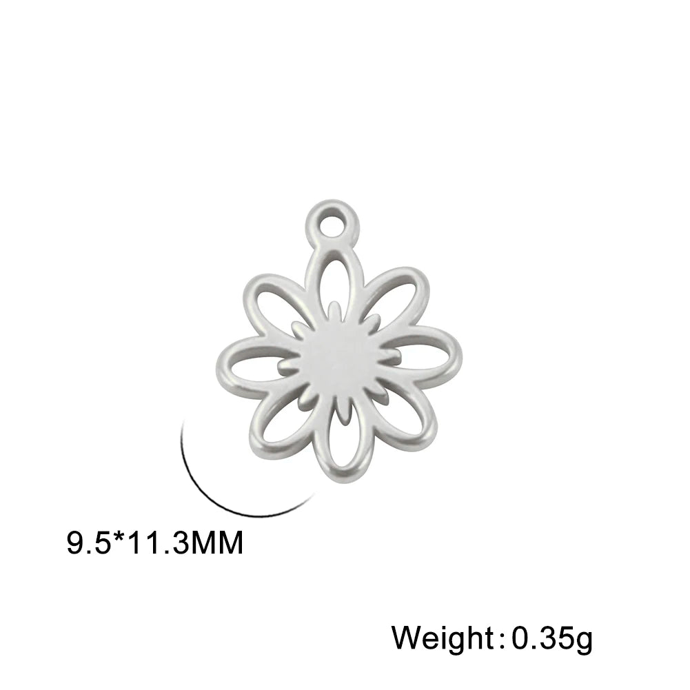 EUEAVAN 5pcs Stainless Steel Charms for Jewelry Making Leaves Lotus Flower Star Pendant Mini Charm Necklace Bracelet DIY Gifts