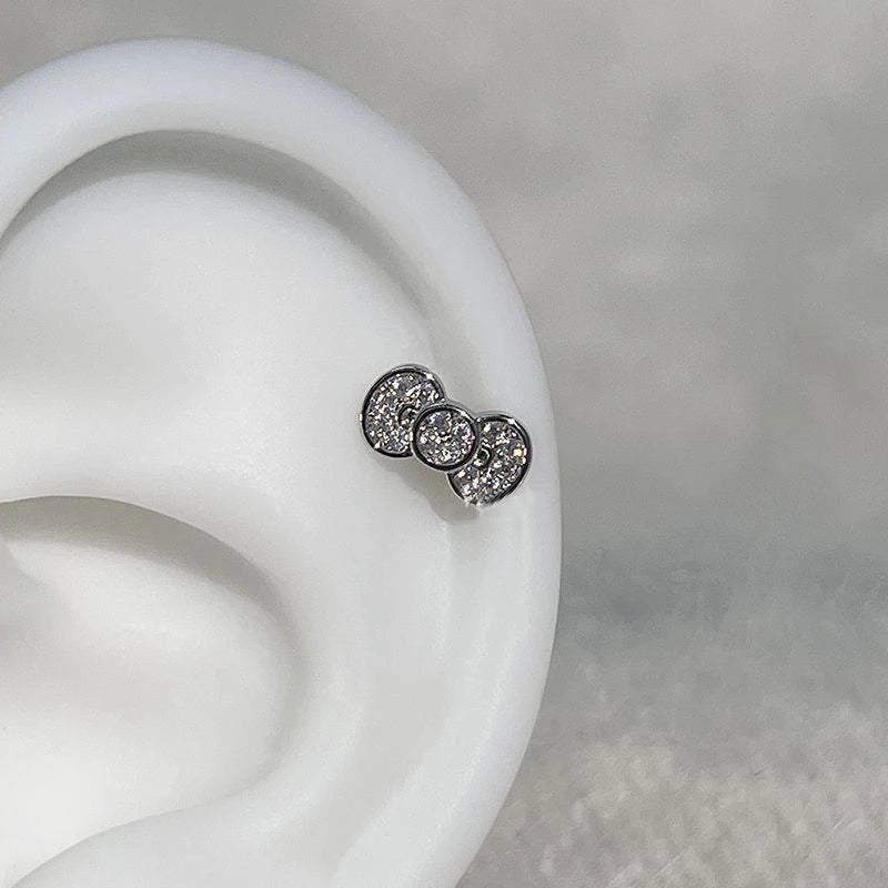 1pcs Quality Shiny Cross Zircon 316L Stainless Steel Ear Bone Nail Y2K Style Silver Color Earring for Women Cochlear Accessories