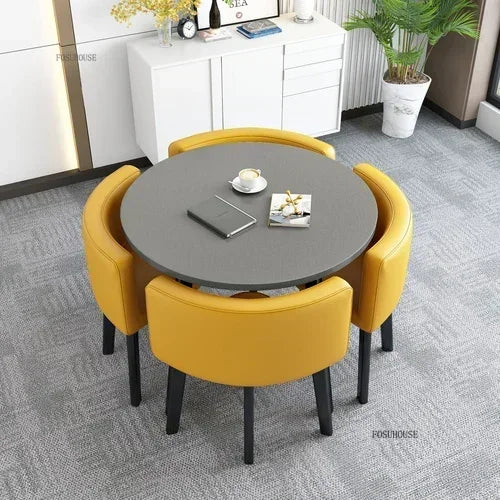 Nordic Round Dining Tables Set for Dining Room Furniture Kitchen Dining Table Set with 4 Chairs Home  Light Luxury Center Tables