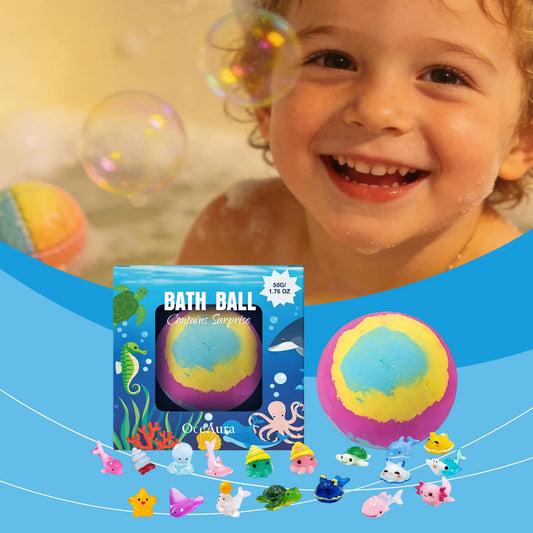 Ocean Toy Bath Bombs With Surprise Fizzy Bubble Bath Ball Moisturizing Sea Salt Glycerin Skin Cleansing Relaxing Spa Balls Gift