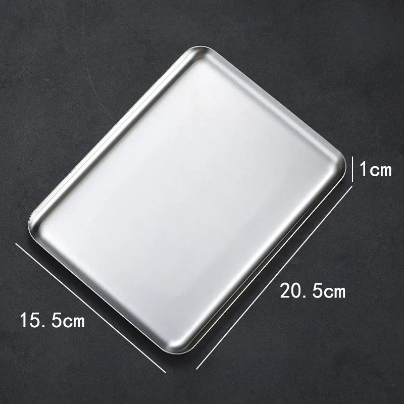 Rectangular 304 Stainless Steel Plate Barbecue Plate Hot Pot Buffet Tray Square Snack Dessert Trays Kitchen Cook Accessories