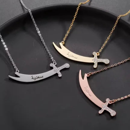 304L Personalized Name  Necklace for Women Custom Arabic Nameplate Gold Pendant Stainless Steel Jewelry Collier AYATUL KURSI