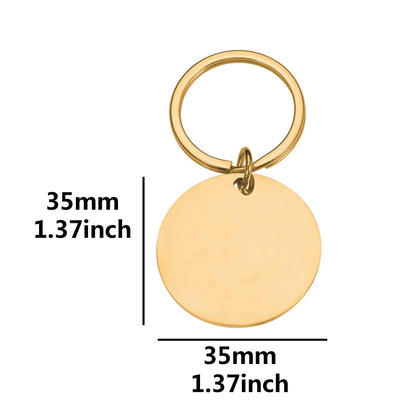 Customized pet nameplate with circular stainless steel text, digital engraved dog and cat collar ID tag, name, phone number,