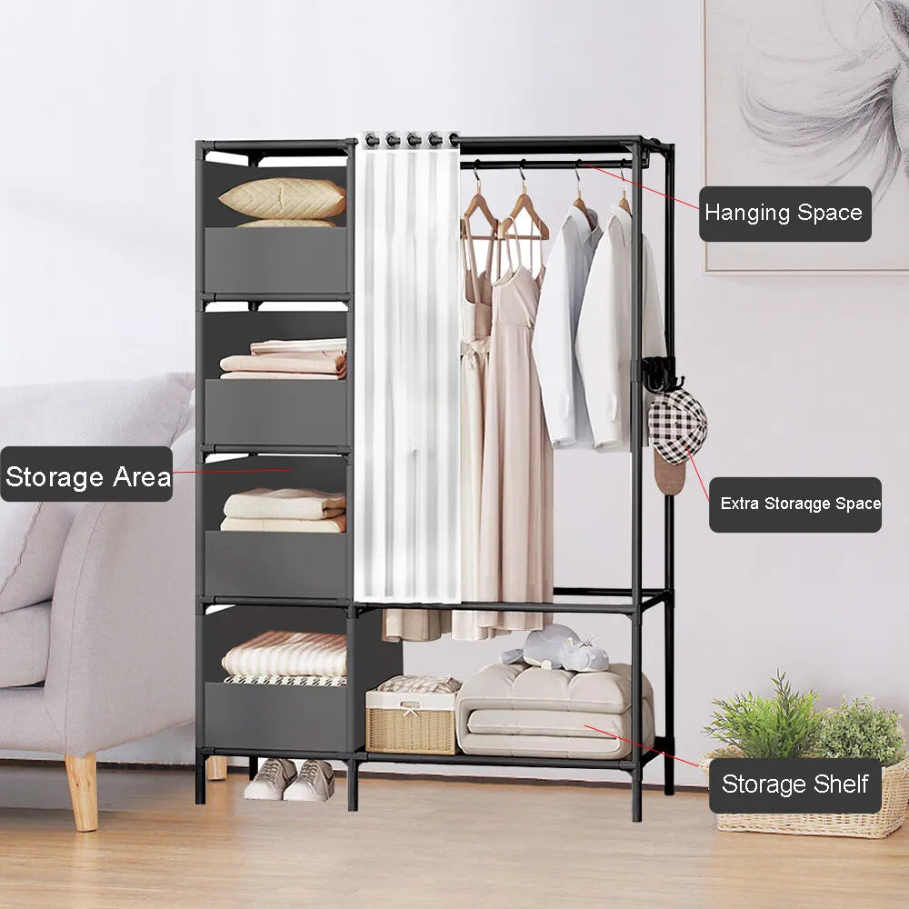 Heavy Duty Metal Clothes Rails Storage Garment Shelf Hanging Rack Display Stand+