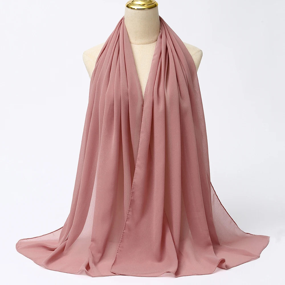 Muslim Chiffon Hijabs For Woman Long Solid Color Head Wrap For Women Shawls Scarves Ladies Muslim Veil Hijab