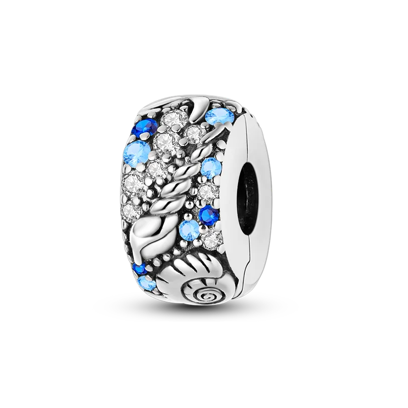 Silver Clasp 925 Sterling Silver CZ Pave Clip Charms Daisy Beads Stopper Safety Chain Fit Original Bangle Bracelet Jewelry Clips