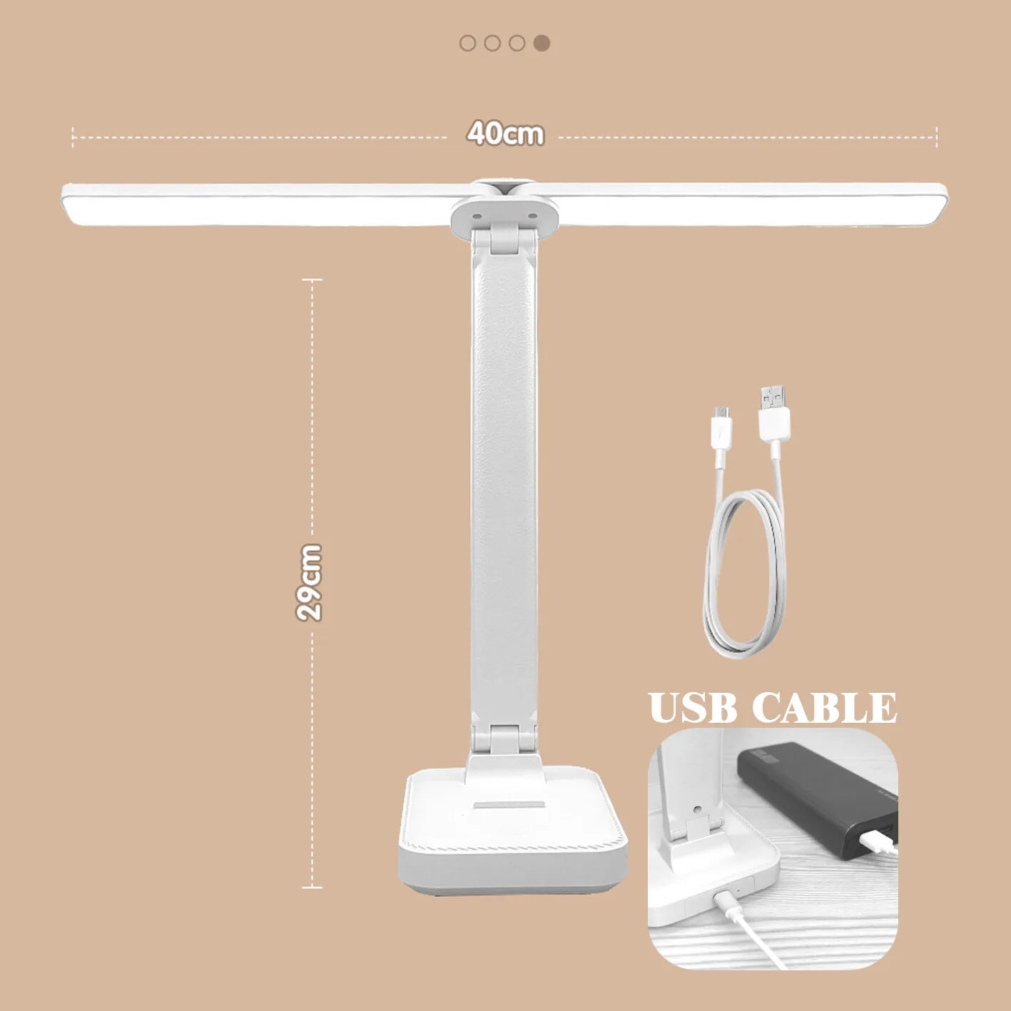 USB Desk Lamp 3 Levels Dimmable Touch Night Light USB Rechargeable Eye Protection Foldable Table Lamp For Bedroom Bedside Desk