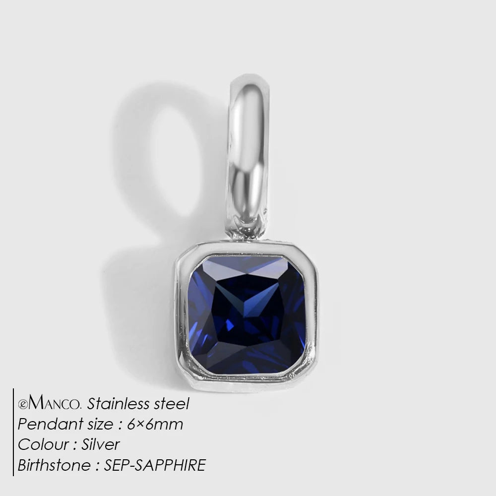 EMANCO Stainless Steel Classic Octagon Birthstone Charms 14K Gold Plated Pendant For DIY Jewelry Making Necklace