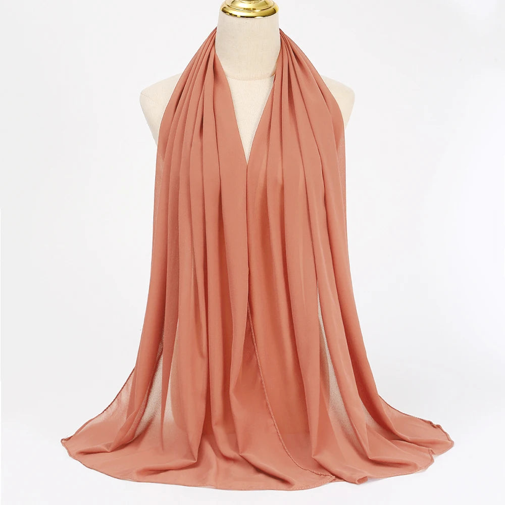 Muslim Chiffon Hijabs For Woman Long Solid Color Head Wrap For Women Shawls Scarves Ladies Muslim Veil Hijab