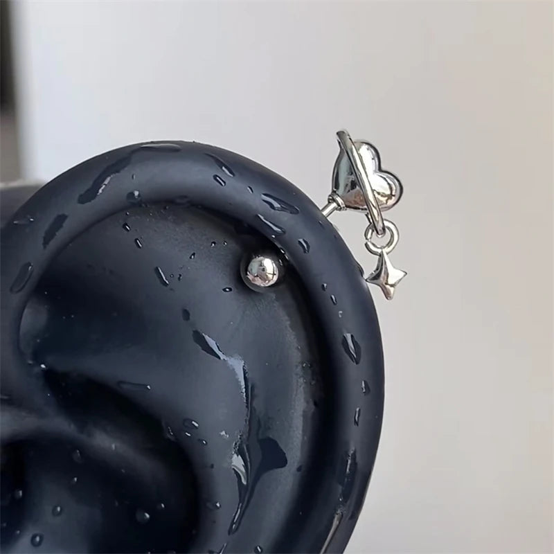 1pcs Quality Shiny Cross Zircon 316L Stainless Steel Ear Bone Nail Y2K Style Silver Color Earring for Women Cochlear Accessories