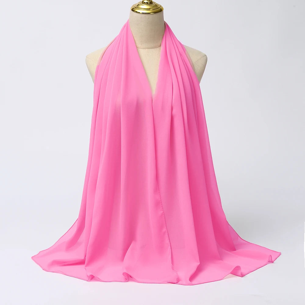 Muslim Chiffon Hijabs For Woman Long Solid Color Head Wrap For Women Shawls Scarves Ladies Muslim Veil Hijab