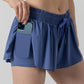 2 in 1 Flowy Sports Shorts Women Running Short Butterfly Tennis Skirt with Pockets Gym Yoga Athletic Biker Spandex Skirts Summer