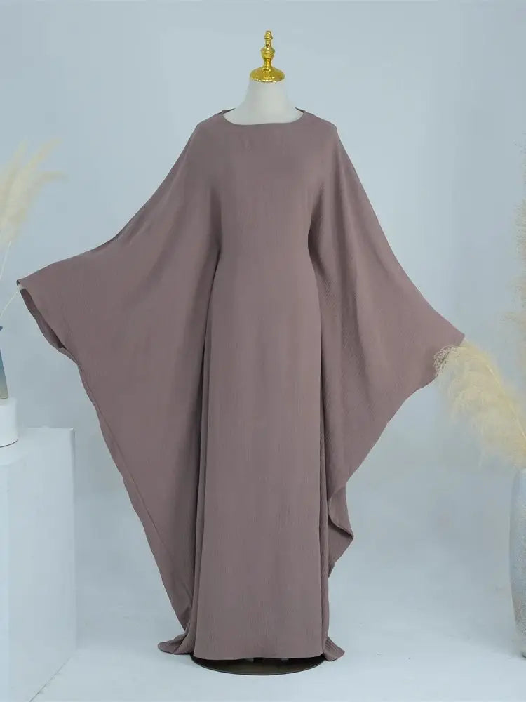 Ramadan Eid Soft Crepe Khimar Batwing Abaya Dubai Islam Muslim Modest African Dresses For Women Kaftan Kebaya Robe Femme Musulma