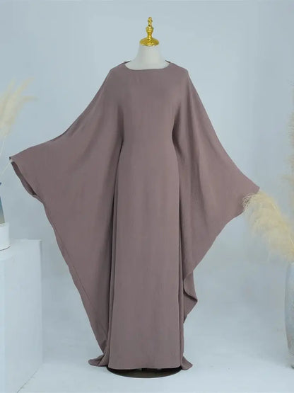 Ramadan Eid Soft Crepe Khimar Batwing Abaya Dubai Islam Muslim Modest African Dresses For Women Kaftan Kebaya Robe Femme Musulma