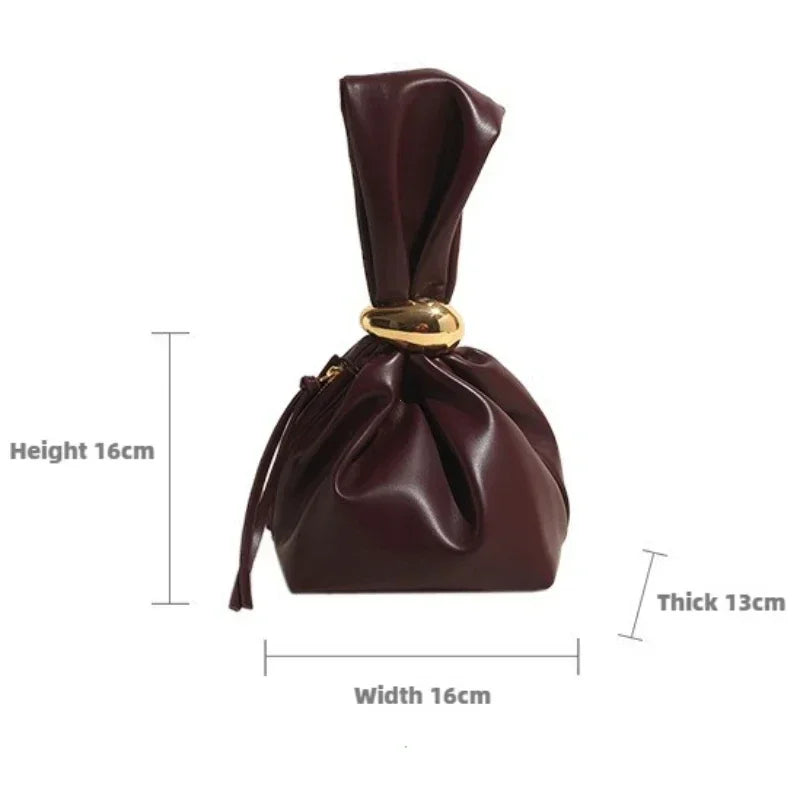 Personalized Soft Leather Clutch Bag Luxury Designer Women Pleated Mini Bucket Pouch Temperament Side Zipper Party Evening Bags
