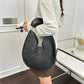 Boho Handwoven Straw Hobo Tote Bag Women Crescent Moon Shape Top Handle Basket Purse Summer Hollow Out Woven Handbag