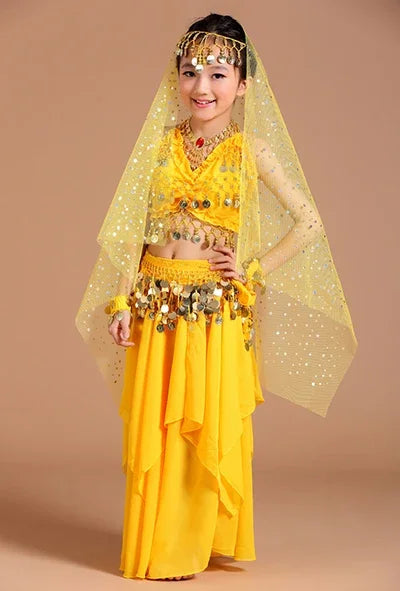 dance5 Piece Set Belly Dance Costumes Set Indian Dress Handmade Kids Belly Dance Costumes for Girls Bollywood Performance Cloth