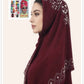 Muslim Square Scarf Women Fashion Rhinestone Hijab Arab Headwrap Turban Headband Pearl Chiffon Islamic Headscarf  Free Pin