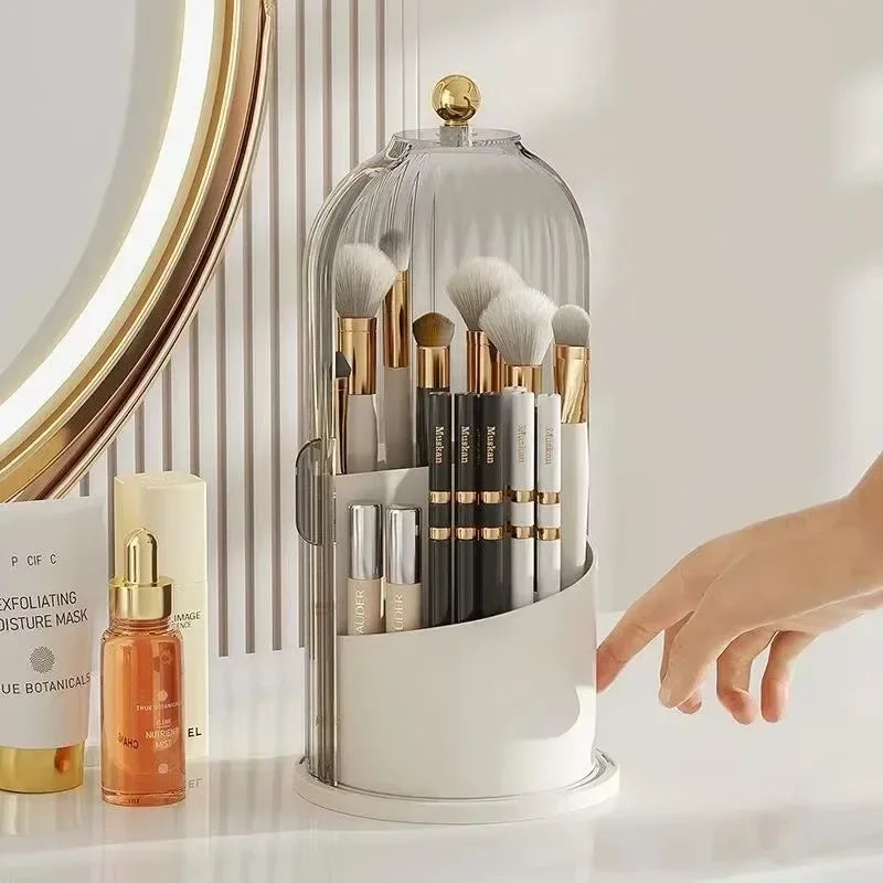 2026 360° Dressing Table Pen Holder Lipstick Storage Rack  Rotating Makeup Brush Storage Tube Dust-proof Partition Storage Box
