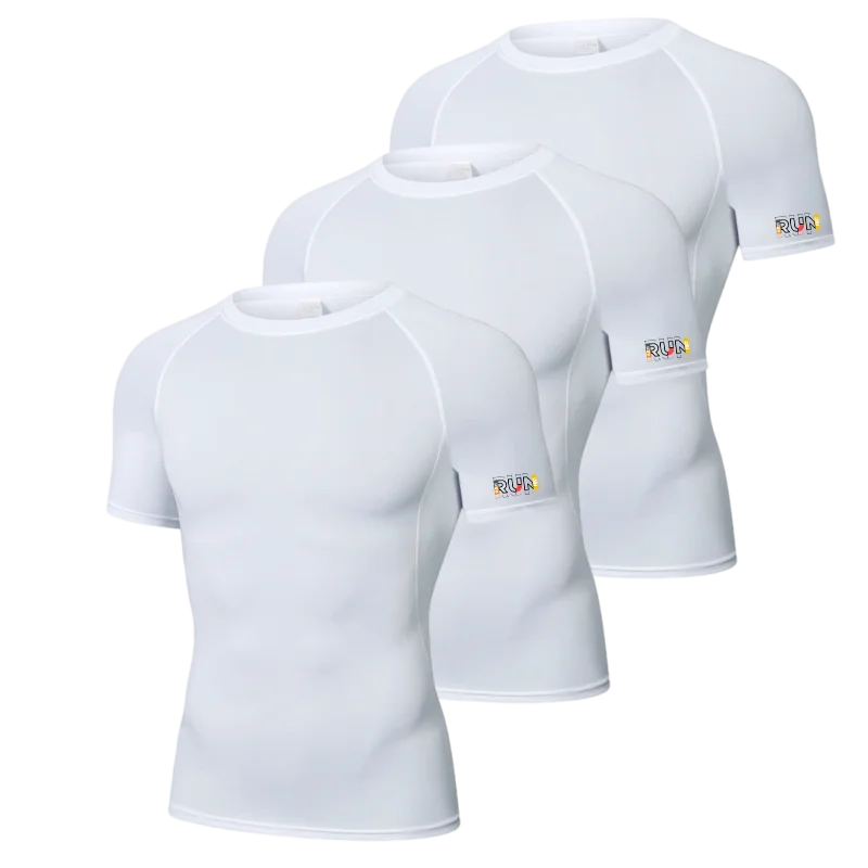 Men's Compression T-Shirt 3-Pack Quick Dry Running Gym Short Sleeve Sport Tops Elastic Breathable Athletic Tees