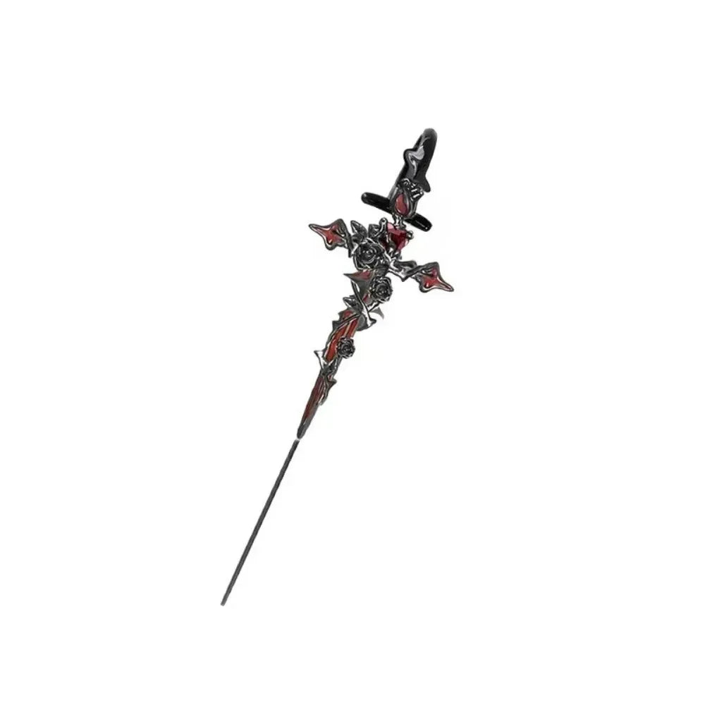 1PCS Retro Dark Gothic Punk Rose Cross Thorn Earring Unisex Piercing Ear Needle Earstuds Eardrop Jewelry