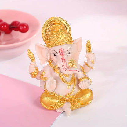 1pc Creative Thai Ganesha Figurine - Resin Elephant God Statue - Tabletop Ornament | Elephant Deity | Detailed Artistry