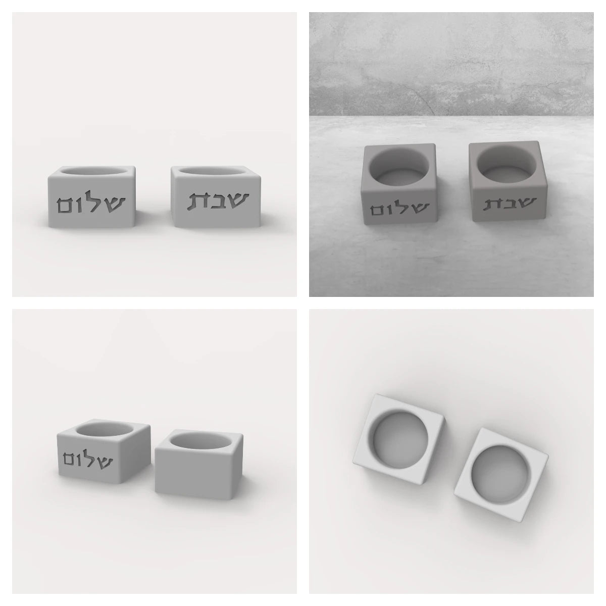 Silicone Mold For Shabbat Candle Holders Set,Handmade Concrete  Jewish Tealight Holders | Shabbat Candlesticks Gift Molds
