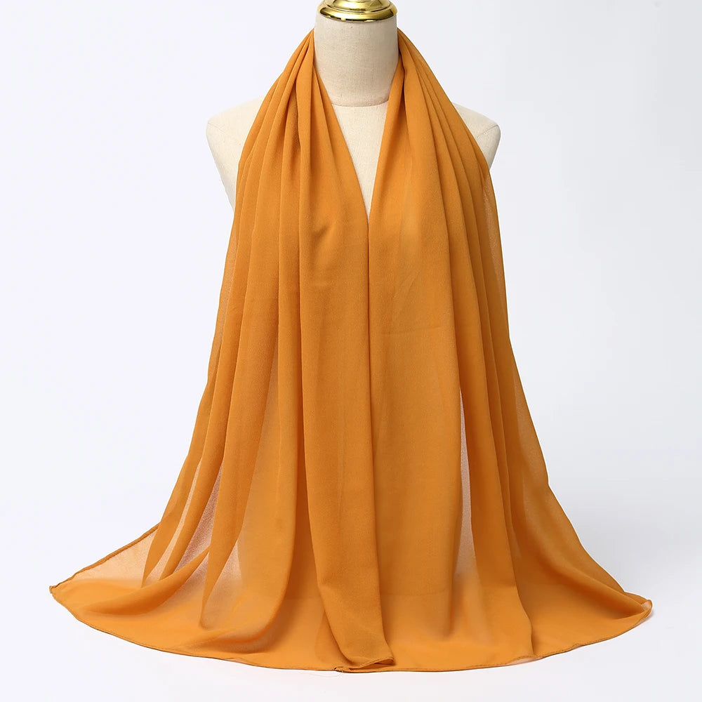 Muslim Chiffon Hijabs For Woman Long Solid Color Head Wrap For Women Shawls Scarves Ladies Muslim Veil Hijab