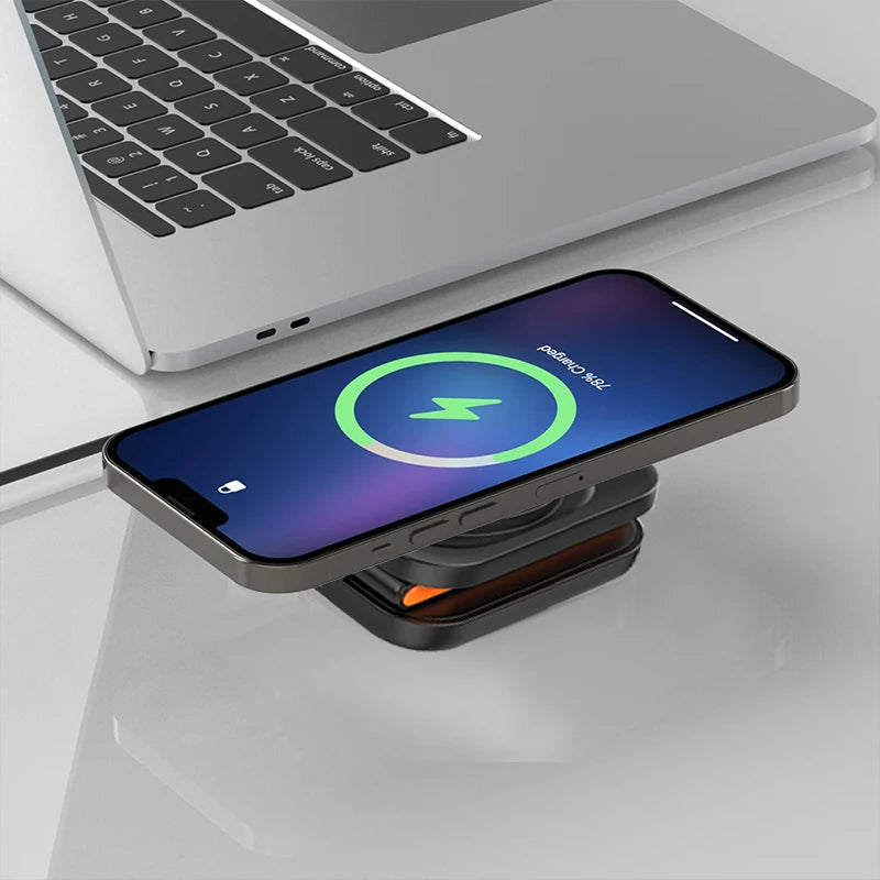 3 in 1 Foldable Charging Station Fast Magnetic Wireless Charger Stand for iPhone 17 16 15 14 13 12 Apple Watch 8 7 6 Airpods Pro