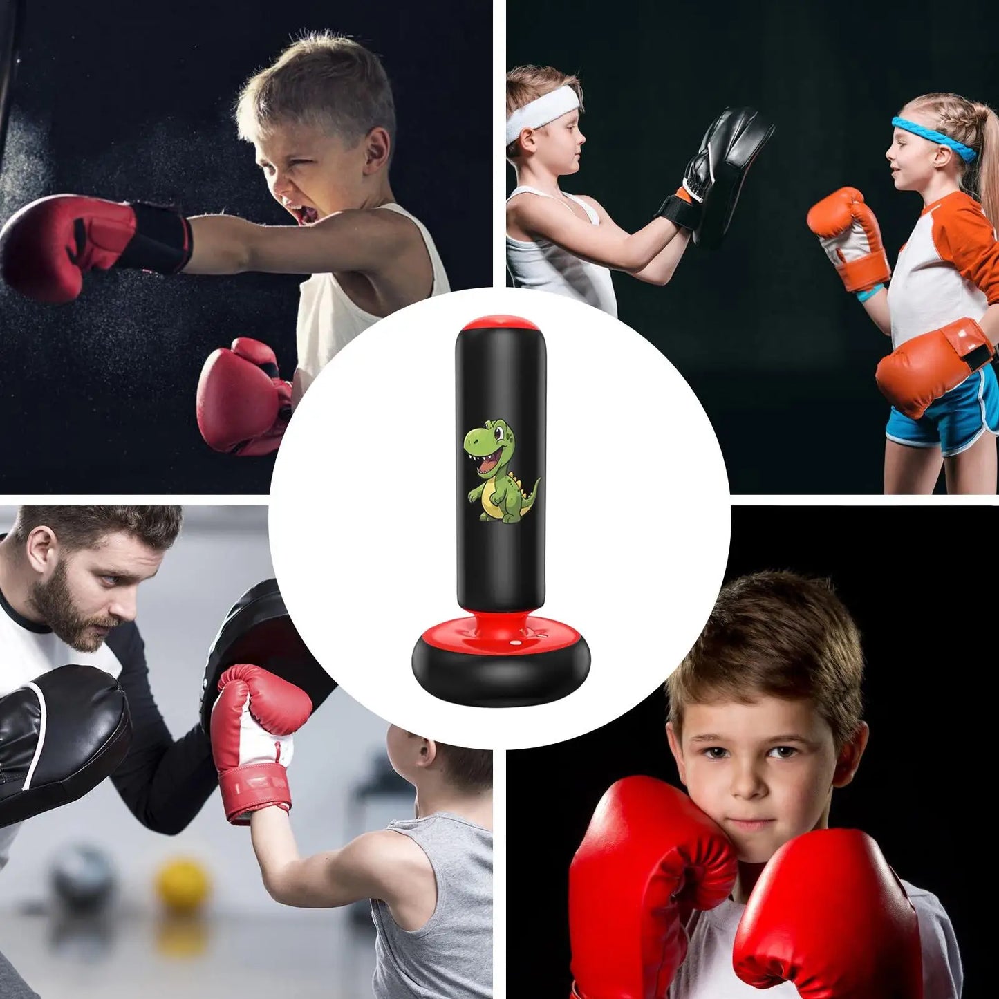 Inflatable Punching Bag Standing Thickened Stress Toys Kids Boxing Bag For Practice Karate For Teenager Boys Girls Karate MMA