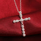 Fashion brand 925 Sterling Silver Necklace For Women Jewelry Blue crystal Exquisite cross Pendant birthday gifts Wedding party