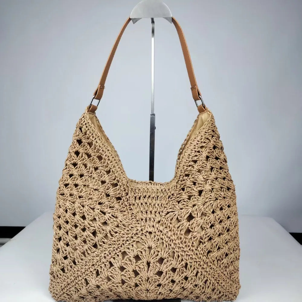 New Summer Straw Crochet Bag Leisure Vacation Weave Shoulder Bag Casual Beach Women's Handbags Ladies/Girls