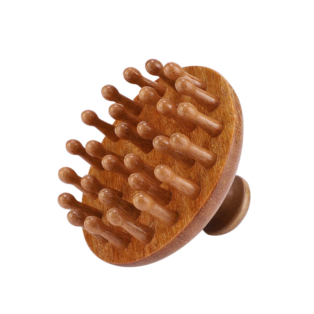 Multi-Functional Wood Massage Comb Scalp Head Massager Natural Sandalwood Circular Tooth Guasha Scraping Body Massager