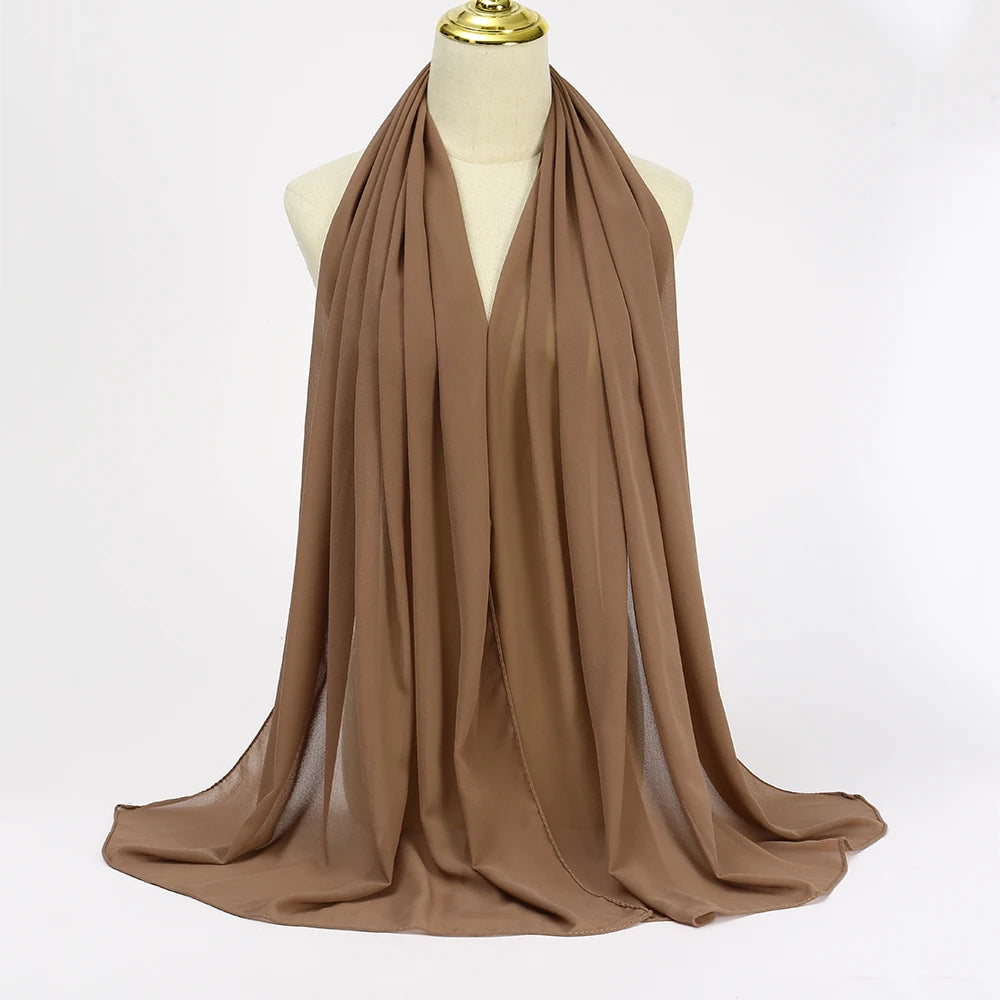 Muslim Chiffon Hijabs For Woman Long Solid Color Head Wrap For Women Shawls Scarves Ladies Muslim Veil Hijab