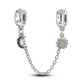 Silver Clasp 925 Sterling Silver CZ Pave Clip Charms Daisy Beads Stopper Safety Chain Fit Original Bangle Bracelet Jewelry Clips