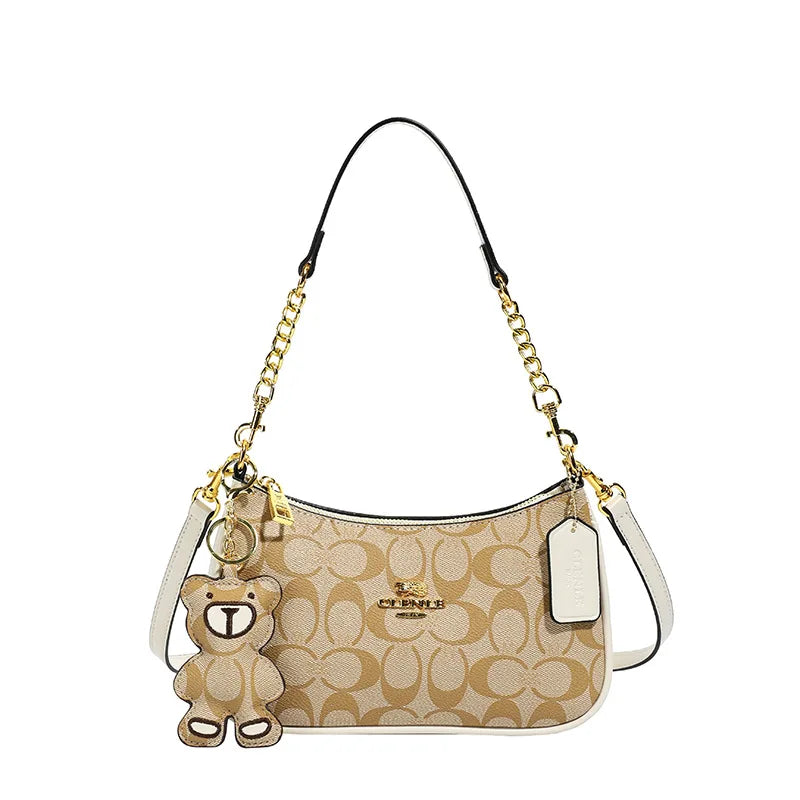 Fashionable Printed Women'S Underarm Crossbody Shoulder Bag Classic Elegant Small Square Bag Retro Commuter Style Chain Bag