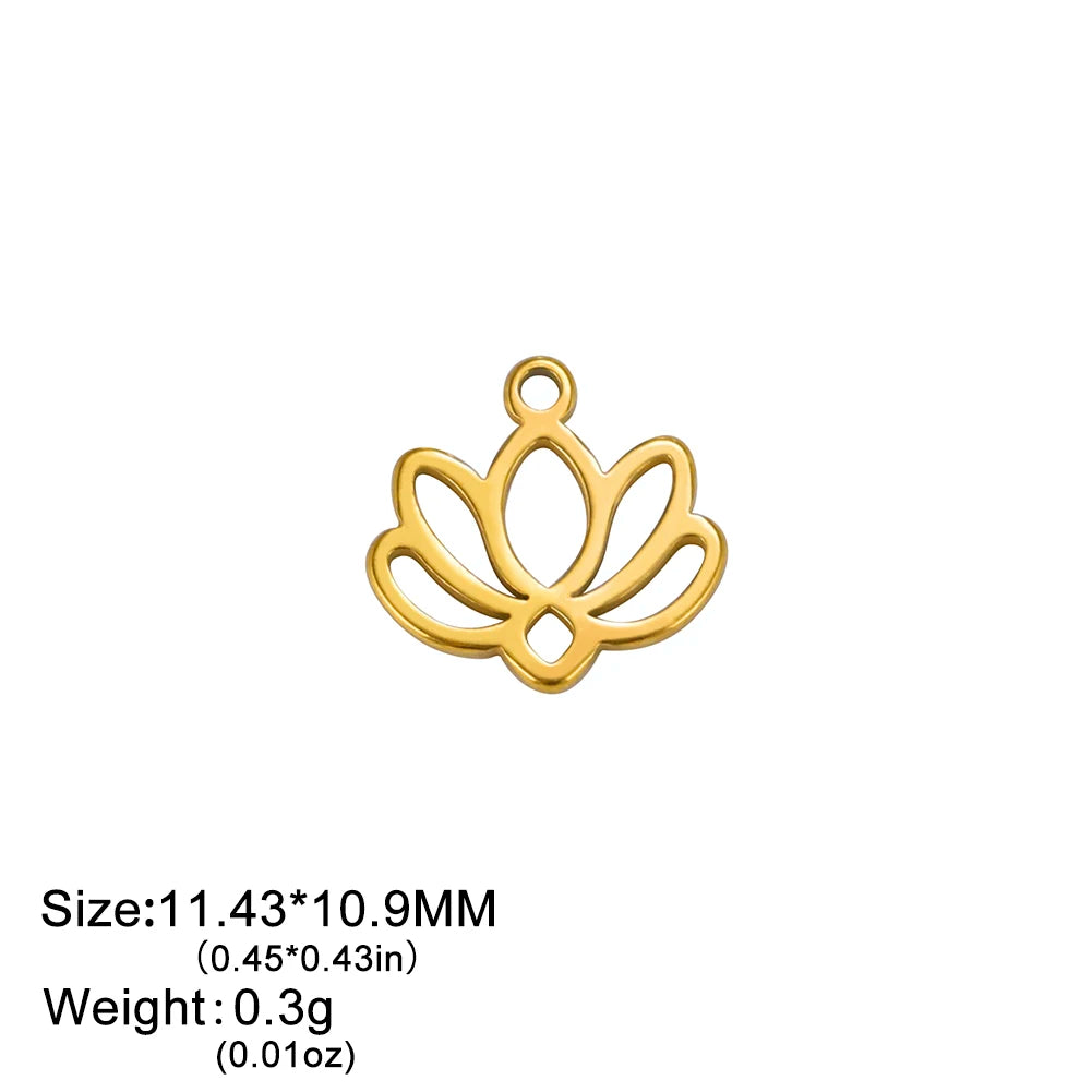 EUEAVAN 5pcs Stainless Steel Charms for Jewelry Making Leaves Lotus Flower Star Pendant Mini Charm Necklace Bracelet DIY Gifts