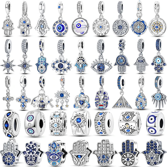 Hot Sales 925 Sterling Silver Charms Beads Devil's Eye Fatima's Hand Cross Beads Fit Original Bracelet Women DIY Jewelry Gifts