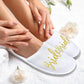 2 Pairs Groom Bride Disposable Slippers for Hotel Wedding Supplies Bridal Shower Gifts Honeymoon Accessories Bachelorette Party