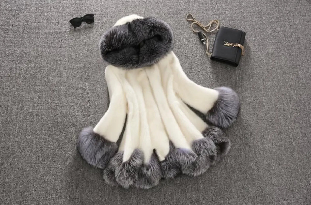 Hooded Loose Faux Fur Jacket Women Thick Autumn Winter Korean Maxi Coat Long Warm Luxury Fur Parkas Bontjas Furry Outerwear